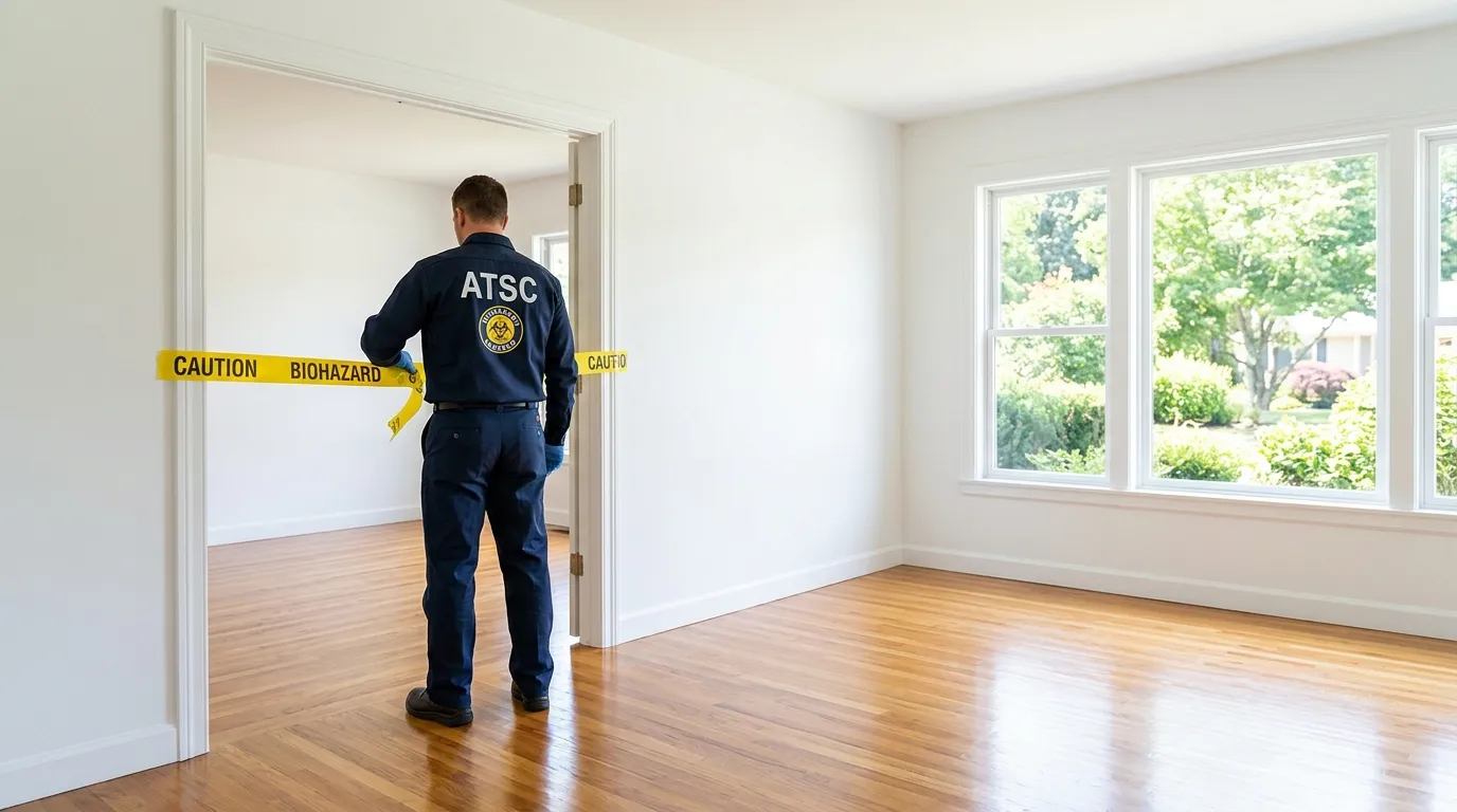 Certified biohazard cleanup crew performing Decomposition Cleanup in Evergreen
